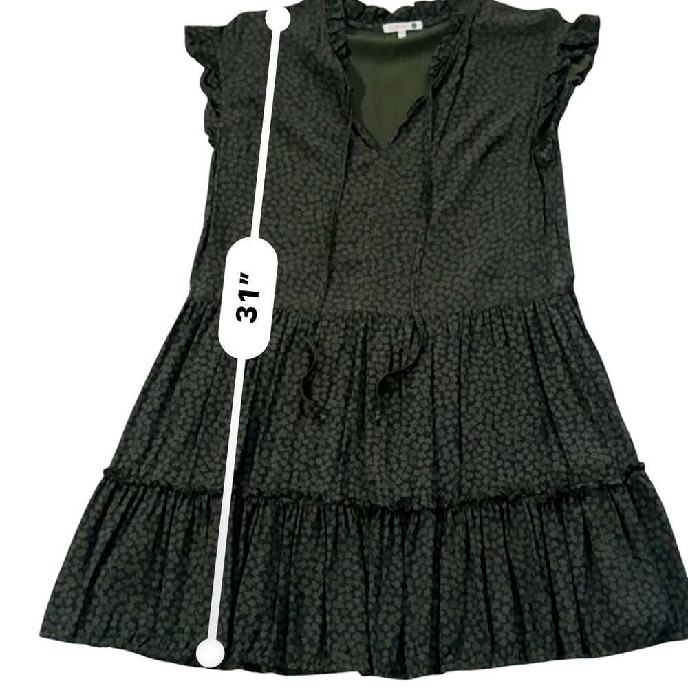 Sundry Olive Ditsy Floral Tiered Ruffle Mini Size S Cottagecore Wedding Guest - Picture 14 of 15